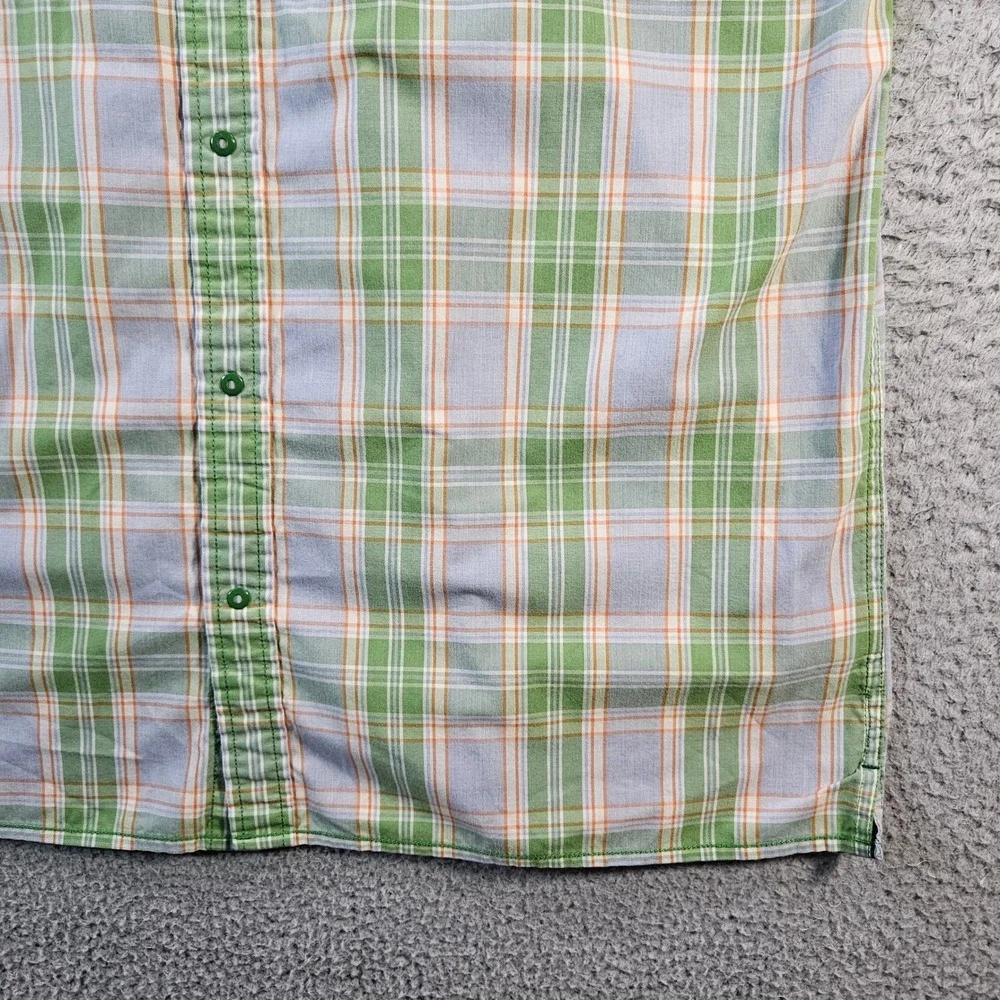 The‎ North Face Mens Plaid Short Sleeve Button Up Shirt L G Green Orange